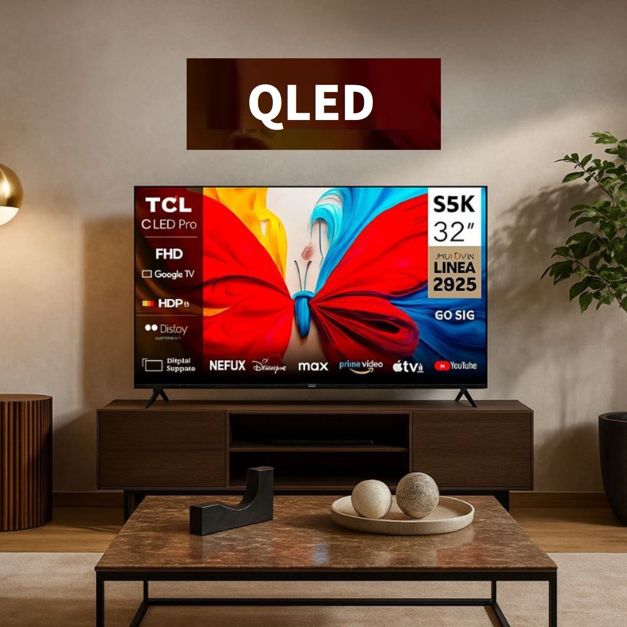 Smart TV 32" TCL Full HD QLED 35S5K Google TV 2 HDMI