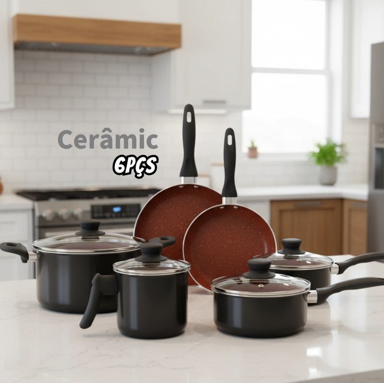 Brinox Panelas Ceramic Life 6 Peças Easy Carbono