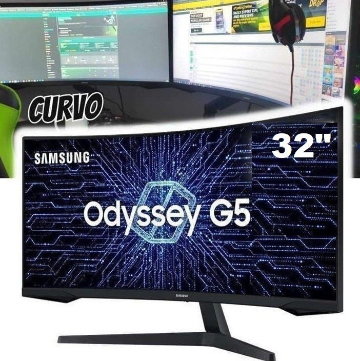 Monitor Gamer Samsung Odyssey G5 32" QHD Curvo 165Hz 1ms Freesync HDMi DP