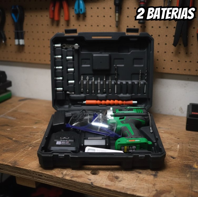 Parafusadeira 36v 3 Em 1 Com Kit Proteção 2 Baterias Furadeira E Martelete Para Diy